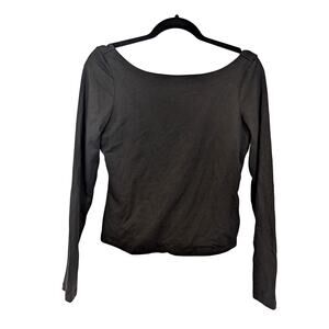 Banana Republic Top Womens S Black Long Sleeve Scoop Neck Open Back NWT